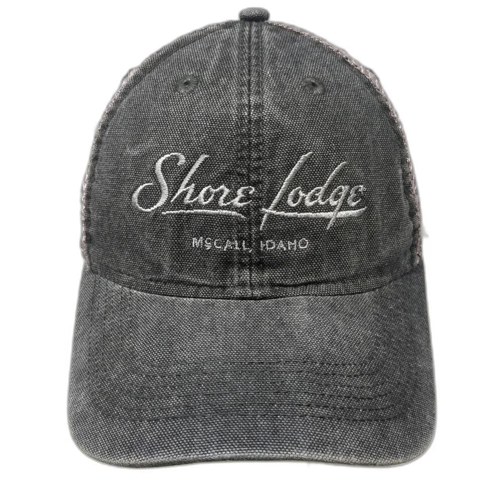 Legacy Trucker Hat Gray OSFM Shore Lodge McCall Idaho Mesh Snapback Adjustable